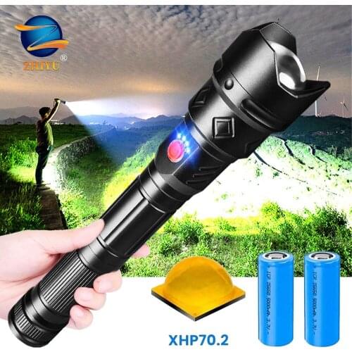 ZHIYU Xhp70.2 Most Powerful Led Flashlight Torch Usb Xhp50 Rechargeable Tactical Flashlights 18650 or 26650 Hand Lamp Xhp70