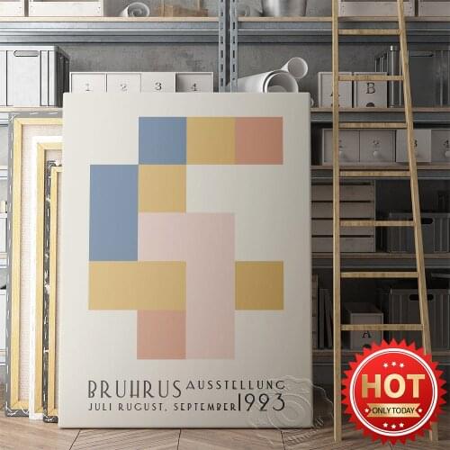 1923 Bauhaus Exhibition Art Poster, Bauhaus Vintage Geometry Pattern Art Prints, Study Living Room Home Decor Wall Picture