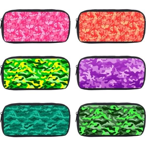 3d Print Camo PencilCase Camouflage Pen Bag Students Pencil Box Stationery Storage Bag Girls Boys Zipper Pouch Women CosmeticBag