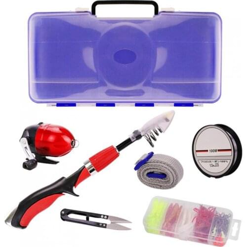 Hight Quality 1.2m Children Fishing Rod Combo with Fishing Reel Line Lures Boxes and Accessories Mini Shrimp Fishing Poles Kits