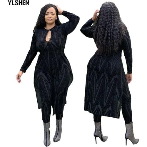 2 Two Piece Set African Clothes Africa 2021 Dashiki Fashion Print Dresses Suit Bazin Top Pants Outfits Party Plus Size Clothing