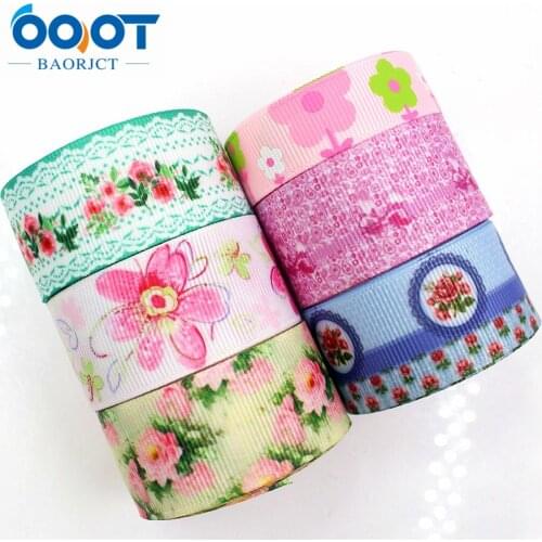 OOOT BAORJCT 175238 , 25MM flowers Series Printed grosgrain ribbon, DIY handmadeHair accessories Material wedding gift wrap
