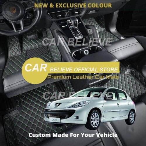 Leather Car Floor mats For Peugeot 207 2014 2013 2012 2011 2010 2009 Carpets Rugs Pads Accessories