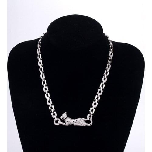 Top Brand party Jewelry Leopard Rose Gold Double Panther Head necklace heavy chain link Wedding Jewelry Gold Color brand choker