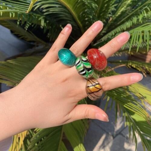 Best Lady ZA Glass Rings for Women Men Boho Multicolored Flower Engagement Rings Finer Accessories Jewelry Party Show Wholesale