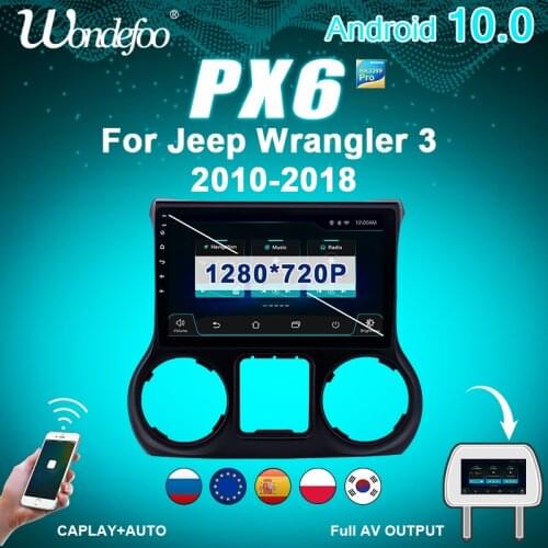 2 din Android 10 car radio PX6 For Jeep Wrangler 3 JK 2010-2017 car radio multimedia Navigation gps auto audio screen bluetooth