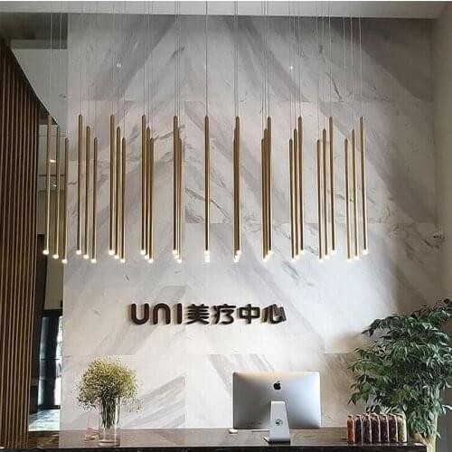 Minimalist Slender Chandelier Metal Tube Spiral Stair Chandeliers Duplex Floors Ceiling Hanging Lights Dining Room Pendant Lamp