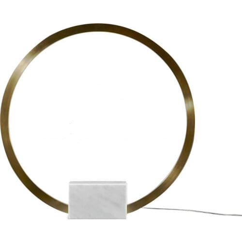 Nordic Light Luxury Marble Base Round Night Light Living Room Table Decor Bedroom Beside Lamp Study Office LED Design Lighting