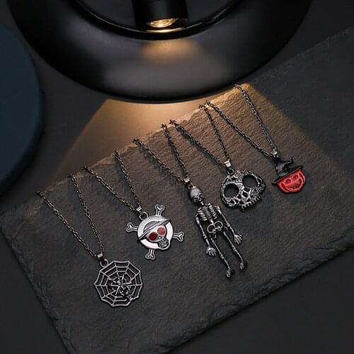 New Halloween Retro Hip-hop Punk Stainless Steel Ghost Bat Pumpkin Head Jewelry Various Fashion Couple Gift Pendant Necklace