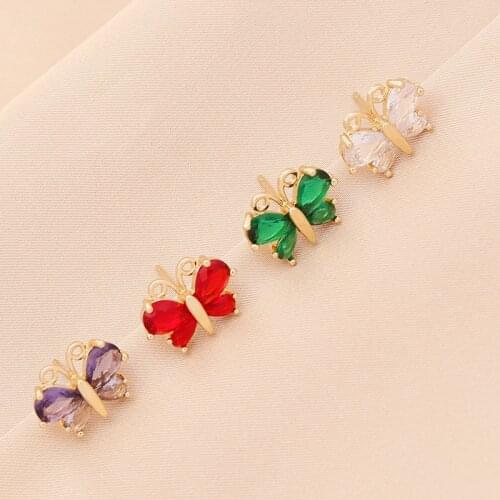 New Fashion Cute Transparent Crystal Butterfly Stud Earrings for Women Statement Temperament Fake Cartilage Earring Girl Jewelry