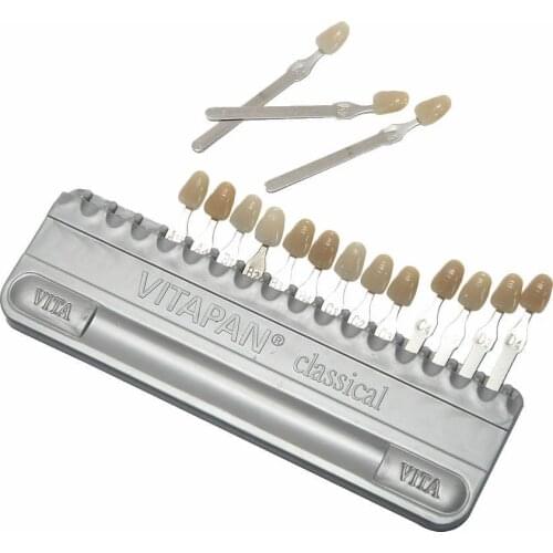 Teeth cold light whitening color palette, whitening before and after contrast card 3D16 color true tooth color kit with a mirror