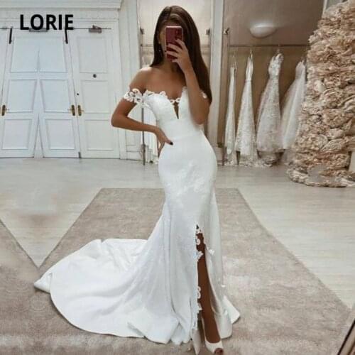 LORIE Romantic Wedding Dress 2021 Off The Shoulder Appliques Chiffon Mermaid Wedding Gown Bride Dresses vestido de noiva