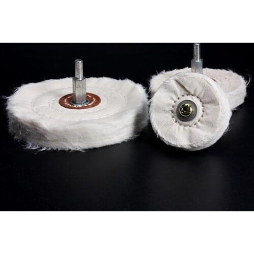 50-125mm White Cotton Lint Cloth Buffing Wheel Gold Silver Jewelry Mirror Polishing With 6mm Connecting Rod