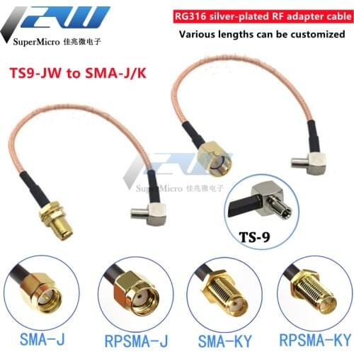SMA female to TS9 male connector external adapter divider divider RF Pigtail Coaxial Cable for 3G 4G antennas RG316