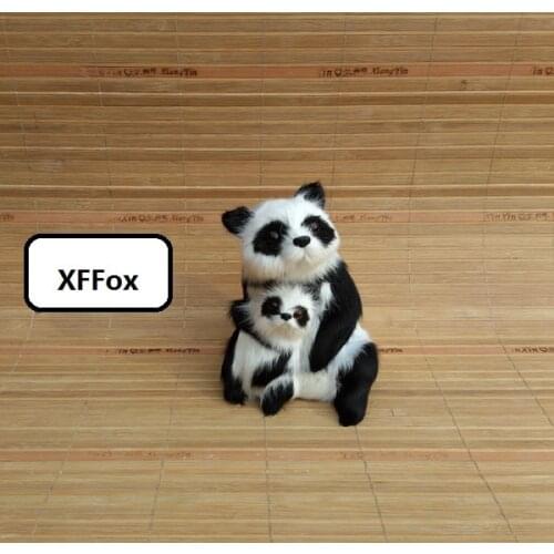 Mini real life panda mother&baby model plastic&furs sitting panda doll home decoration gift about 10x9x14cm xf2185