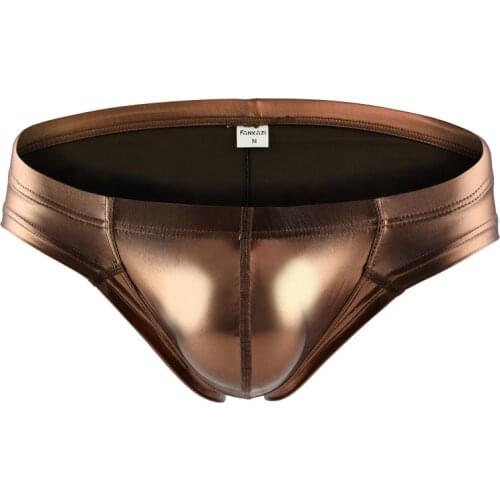 Sexy Men Briefs Shorts Leather Underwear Gay Panties Man Breathable Low-rise U Convex Pouch Underpants Cueca masculina ropa S-XL