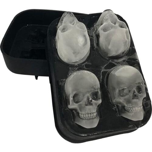 3D Skull Silicone Ice Mold Tray Ice Ball Mold DIY Ice Maker Mold for Cocktail Whiskey Candy Pudding Milk Kitchen Accessorie