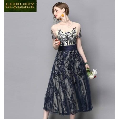 Party Europe and America Dress Spring Summer Formal Dress Women Elegant Mesh Dresses Vestidos Robe Femme 2021 LWL1671