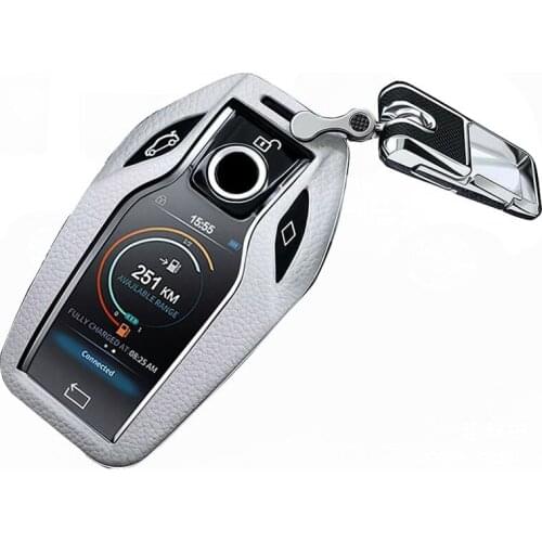 Top Layer Leather+ABS Remote car key Case CAR shell For BMW 7 Series i8 730li 740li 750li 2017 2018 5 Series G30 X3 Display Key