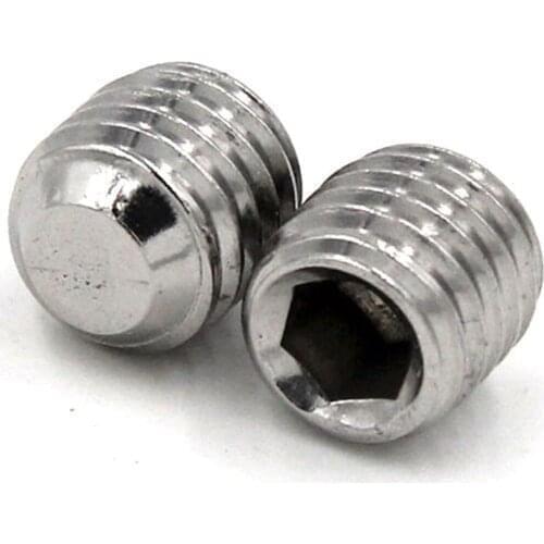 DIN913 4-25Pcs M3 M5 M6 M8 M10 304Stainless Steel Thread Grub Screws Flat Point Hexagon Socket Set Screws End Grub Headless Bolt