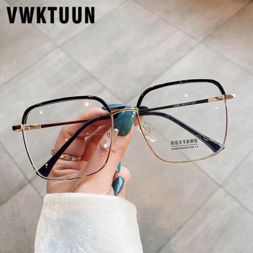 VWKTUUN Eye Glasses Frames For Men Women Myopia Glasses Anti Blue Light Ray Vintage Glasses Square Blue Light Blocking Glasses