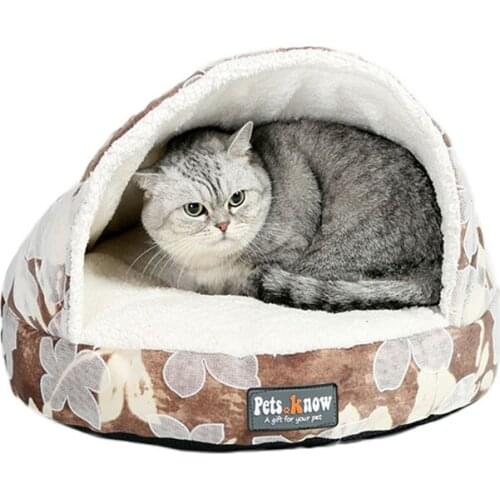 High Quality Warm Cotton Cat Cave Little Sleeping Bag Half Cover Winter Nest House Soft Pet Dog Cushion Cat Bed Small Dogs Bed