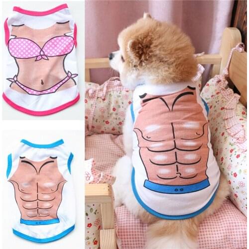 XS-L Pet Dog Vest Summer Cotton Small Size Dog Clothes Shirt Bikini Pectoral Muscle T-shirt Costume For Cats Dogs Clothing
