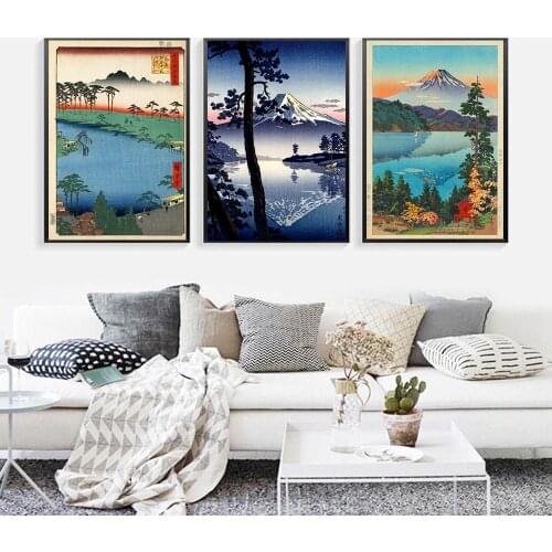 Japanese landscape poster print retro wave Kanagawa art canvas for living room oriental home decoration painting mural