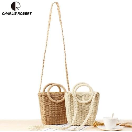 2019 Straw Bags Women New Summer Rattan Shoulder Bag Handmade Ribbons Hollow Out Beach Casual Tote Bag Bohemia Handbag Bali Box