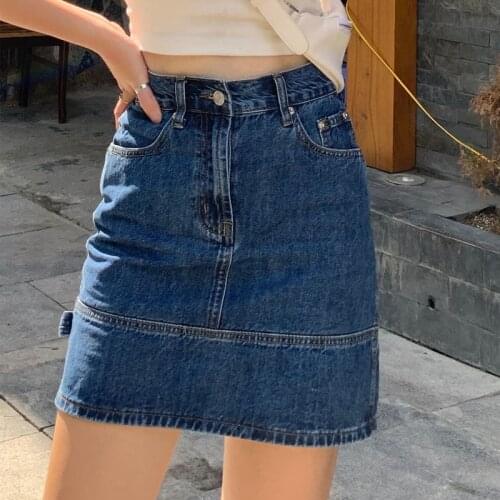 Women Sexy Denim Skirt Patchwork Slim High Waist Summer Outfits Female Mini Short Bottom Skirts Jeans Bodycon Office Lady Street