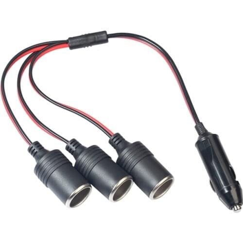 1 to 3 Car Cigarette Lighter 12V 24V Power Charger Adapter 3 Way Socket Splitter Female Socket Plug Extension Cord Cable