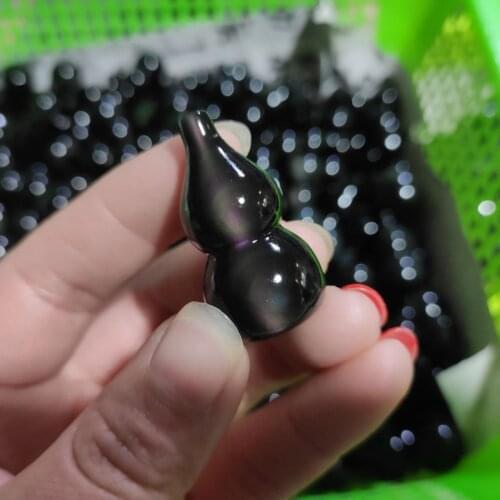 1pcs 3.5cm Natural Rainbow Eye Obsidian Gourd Ornaments Small Energy Healing Stone