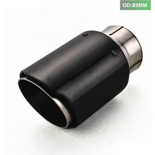 1Pcs ID 2.5'' 63mm OD:89MM Carbon Fiber Exhaust Muffler Pipe Tip Fr Universal Auto Car EP-EM7023-89
