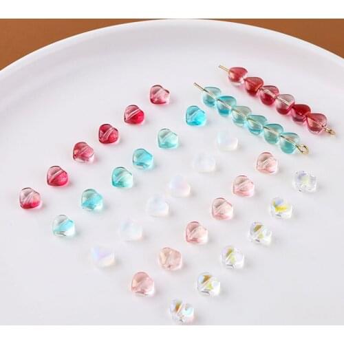 10pcs Mini glitter magic color glass beads love Perforation Beads cute DIY Jewelry Making Earrings Necklace Bracelet Accessories