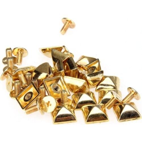 100pcs Alloy Rivets Spikes + Screw DIY Bag Clothes Shoes Leathercraft Gold Tone