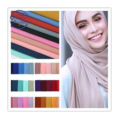 2018 women plain bubble chiffon scarf hijab wrap printe solid color shawls headband muslim hijabs scarves Cloud Hijab Scarf