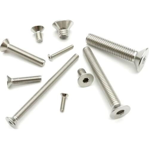 50pcs M4 304 stainless steel hexagon socket hexagon socket ultra-thin ultra-low flat chip head hexagon socket bolt
