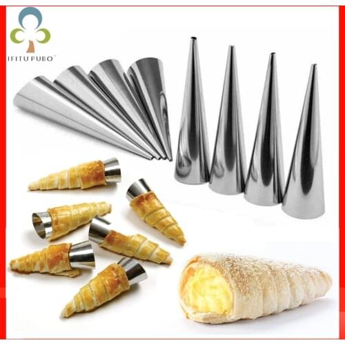 6/12/24pcs Kitchen Stainless Steel Baking Cones Horn Pastry Roll Cake Mold Spiral Baked Croissants Tubes Dessert Baking Tool ZXH