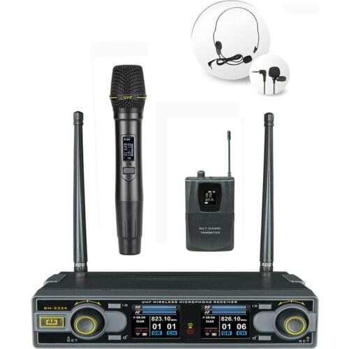 Easy Use UHF Wireless Microphone 2 Channels Mic For Home Theater, Karaoke, DJ, Audio Mixer, Line Array Speaker
