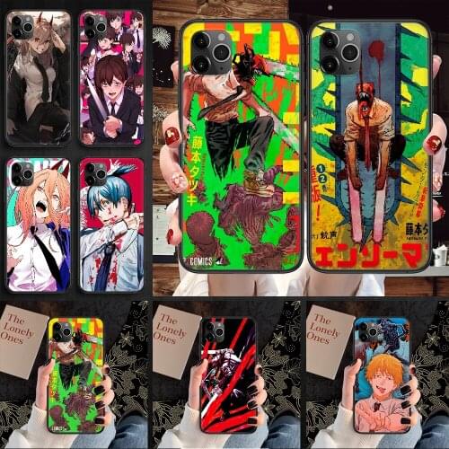 Anime Chainsaw Man Phone Case Cover Hull For iphone 5 5s se 2 6 6s 7 8 12 mini plus X XS XR 11 PRO MAX black soft hoesjes luxury