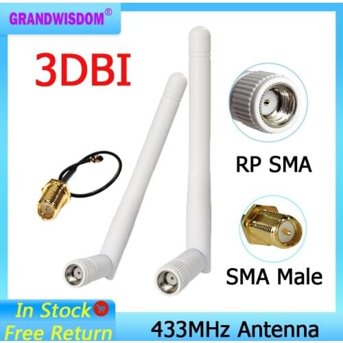 433Mhz Antenna 3dbi GSM 433 mhz RP-SMA Connector Rubber 433m Lorawan antenna+ IPX to SMA Male Extension Cord Pigtail Cable