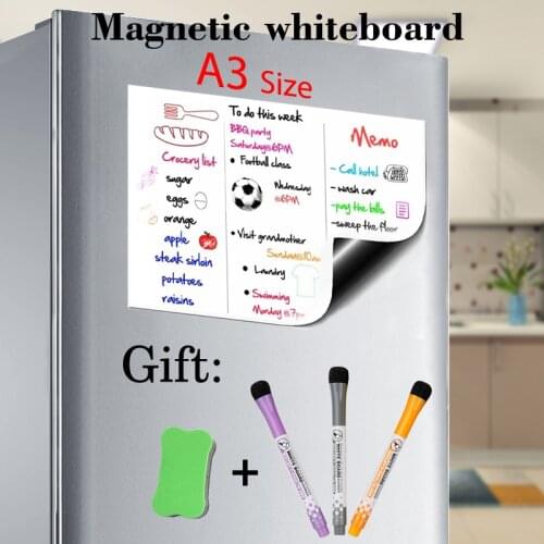 A3 Size 11.7 X 16.5in Magnetic Whiteboard Fridge Sticker Dry Erase White Boards Kitchen Presentation Writing Message Boards