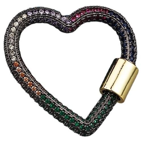 Micro Dark Color Heart Shape Clasps Hook DIY Bracelet Necklace Handmade Jewelry New Copper Pave Zirconia Jewelry Making Supplies