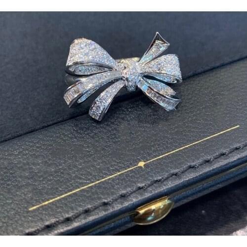 QTT Cute Ring S925 Sterling Silver For Girl Vintage Wedding Rings Stunning Bowknot Accessories For Women Jewelry 2021