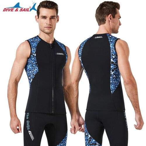 Mens 3mm Wetsuit Neoprene Swim Surf Dive Vest Sleeveless Jacket Fishing Boating Ski Suits Front Zip Sun UV Protection