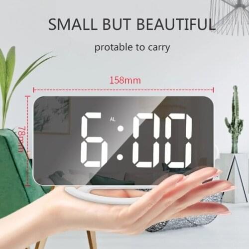 2021 New Digital Alarm Clock Large Led Display With Dual Usb Charger Ports Auto Dimmer Mode Easy Snooze Function, Modern Mirror