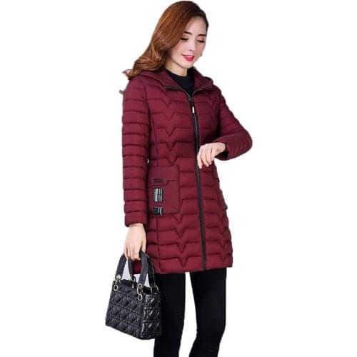 NEW 2020 Winter Jackets Womens Down Cotton Coat Mid-Long Hooded Zipper Cotton Padded Warm Thick Parkas Overcoat Plus Size 6XL