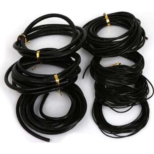 New 2018 1-3M 4/5/6mm Unique Black Genuine Leather Round Cord Beads Rope For Pendants necklace Bracelet DIY Jewelry Making Cord
