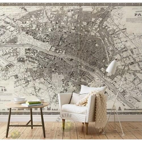 Custom children wallpaper, high-altitude overlooking Paris city construction map for children room vinyl paper DE parede