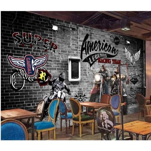 Custom photo wallpaper for walls 3 d murals wall papers Modern Hand painted brick wall retro European motorcycle background wall